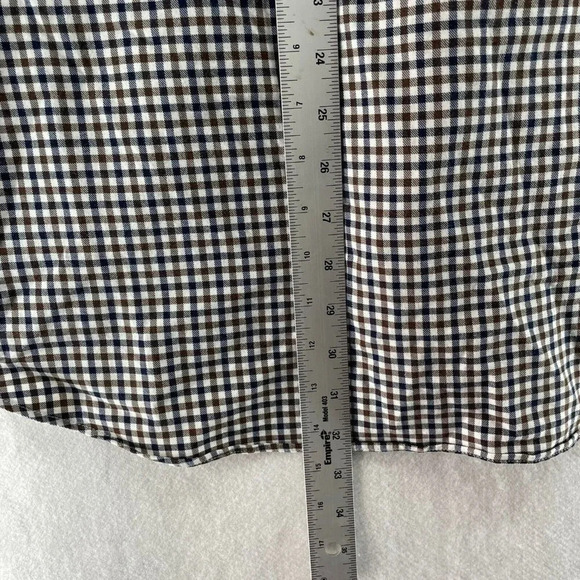 Izod Button-Down Shirt Men's Sz 36-37 Brown Blue Classic Fit Stretch Gingham - Picture 5 of 9